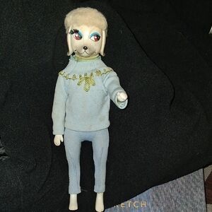 Vintage Pateena Poodle Doll From Hasbro Japan 1966 Doll with Blue Outfit